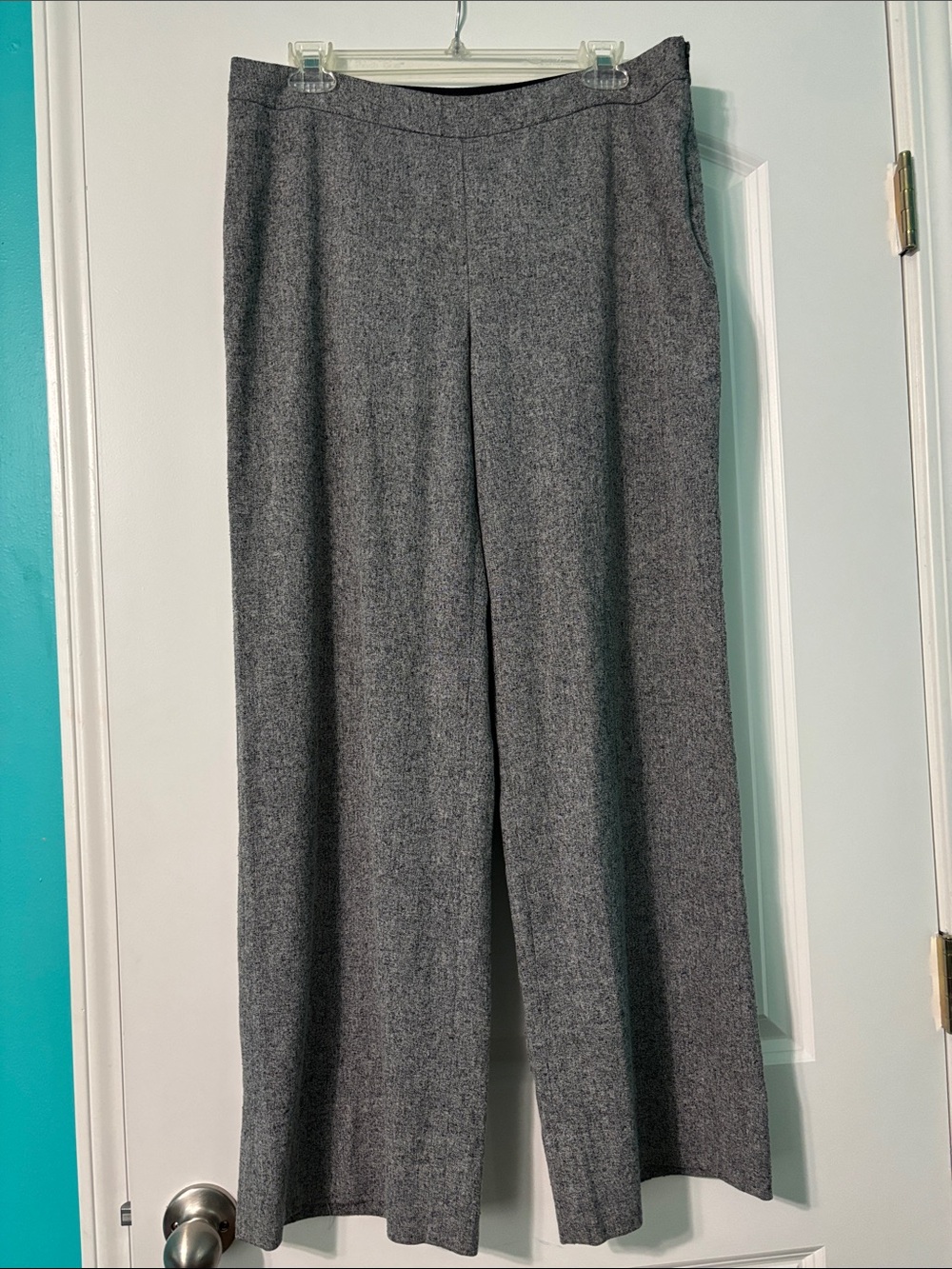 Women's Wide-Leg Gray Side Zip Dress Pants